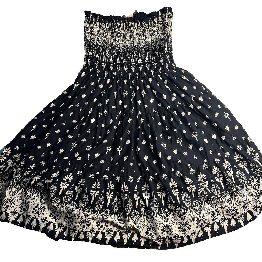 Vtg Y2K Smocked Black‎ Sundress Women M Coquettte Feminine Beach Travel Party